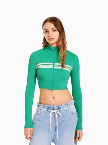 Bershka Sweatvest in Groen: voorkant