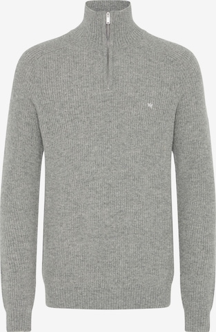 Kronstadt Sweater ' KSDoors half Zip ' in Grey: front