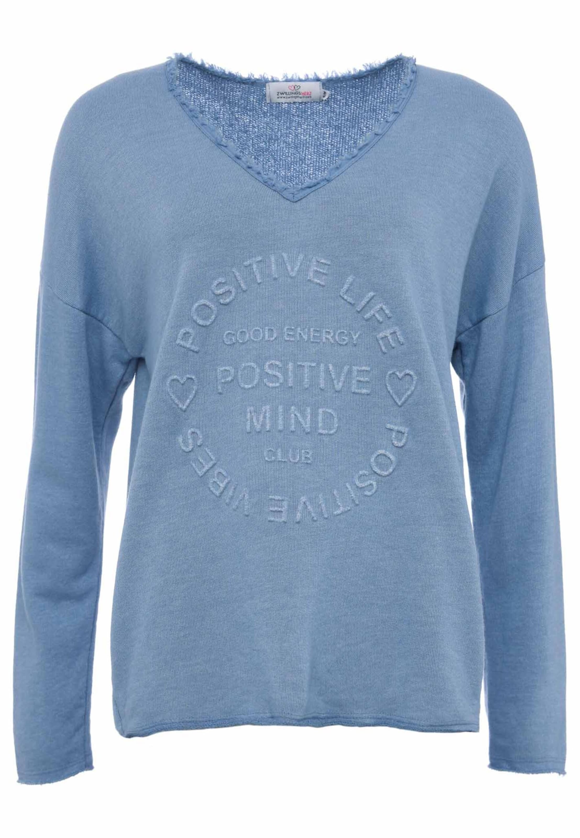 Sweat-shirt Zwillingsherz en bleu : devant