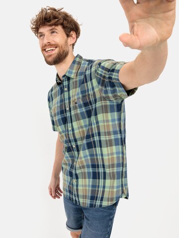 CAMEL ACTIVE Regular Fit Kurzarm Hemd aus reiner Baumwolle in Grün: predná strana