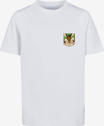 F4NT4STIC Shirt 'Looney Tunes Wile E Coyote Face Faux Pocket' in White: front