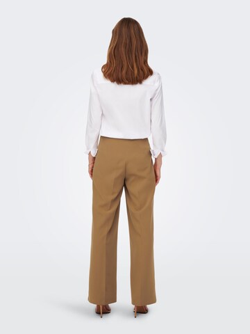 ONLY Wide leg Pleat-Front Pants 'WENDY' in Brown