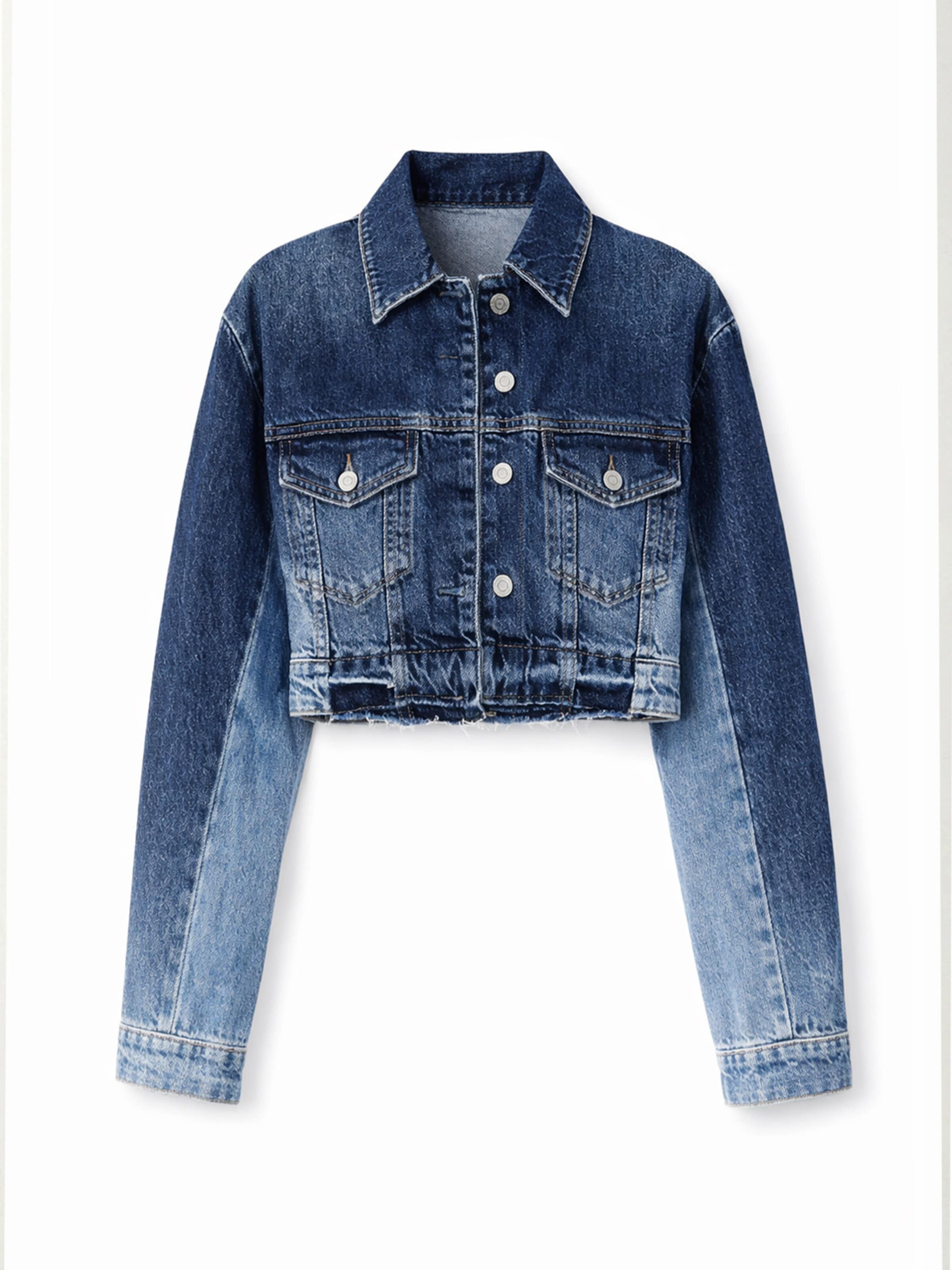 Veste mi-saison 'Cropped Denim Jacket' IT'S BASIC en bleu : devant