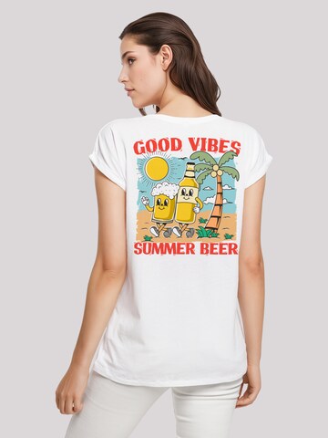 F4NT4STIC Shirt 'Summer Time Vintage Beer Cartoon' in Wit: voorkant