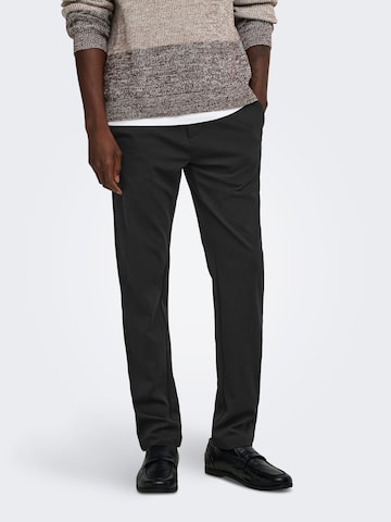 Only & Sons - Tapered Pantalón 'ONSBoston' en negro: frente
