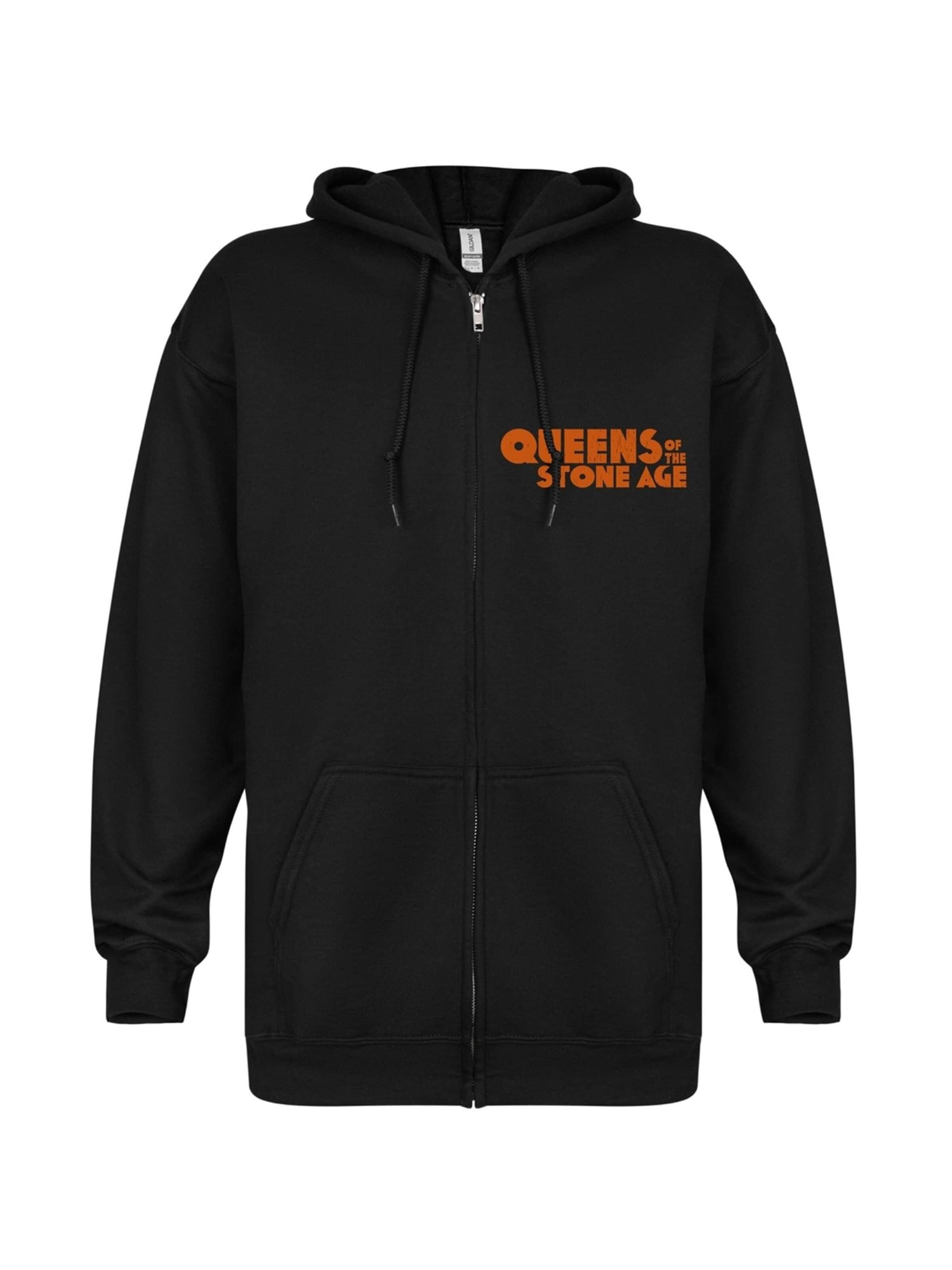 Rockshirts Sweatshirt 'Queens of the Stone Age Snake Skeleton ZIP Hoodie' in Zwart: voorkant
