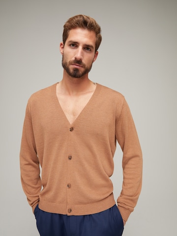 ABOUT YOU x Kevin Trapp Knit Cardigan 'Marcel' in Brown: front