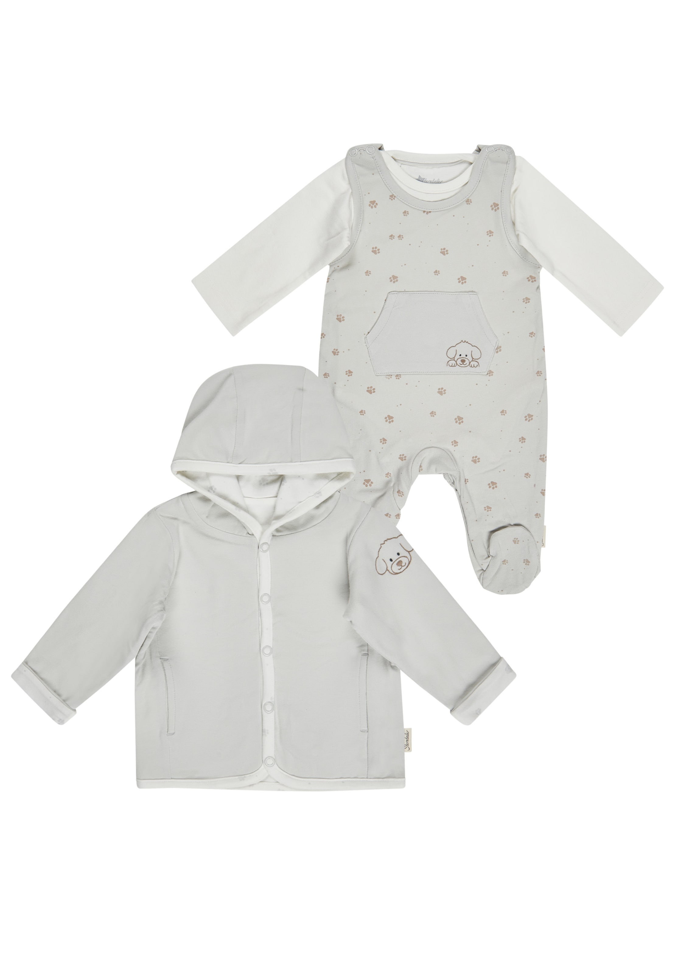 STERNTALER Set Babyjacke und Strampler in Grau: Vorderseite