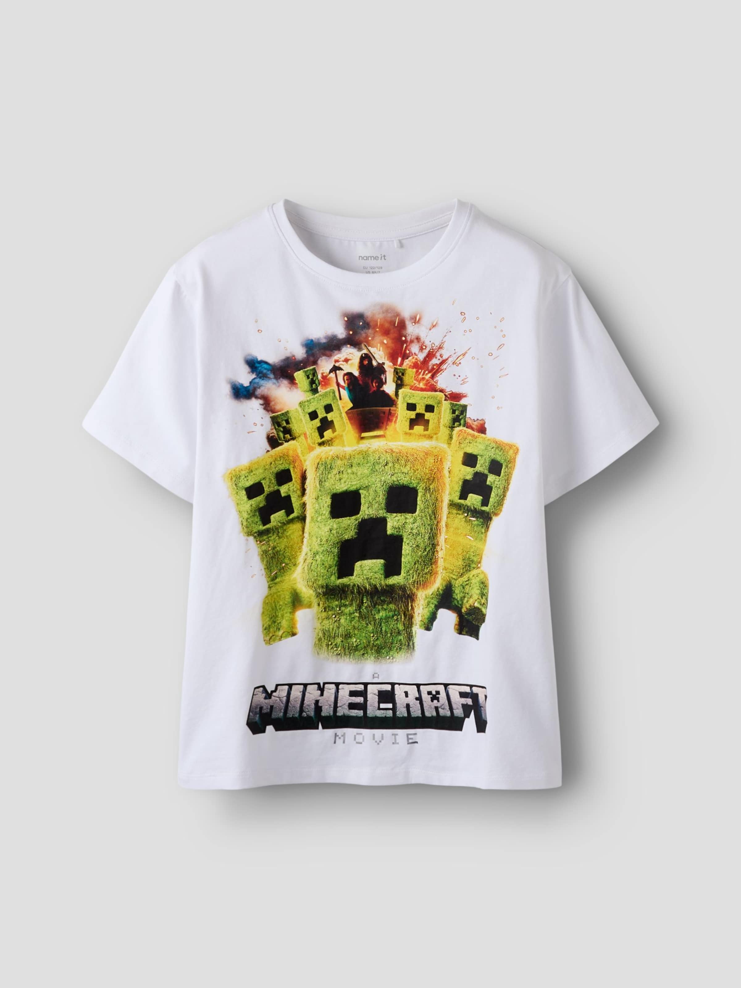 NAME IT Shirts 'Minecraft' i hvid