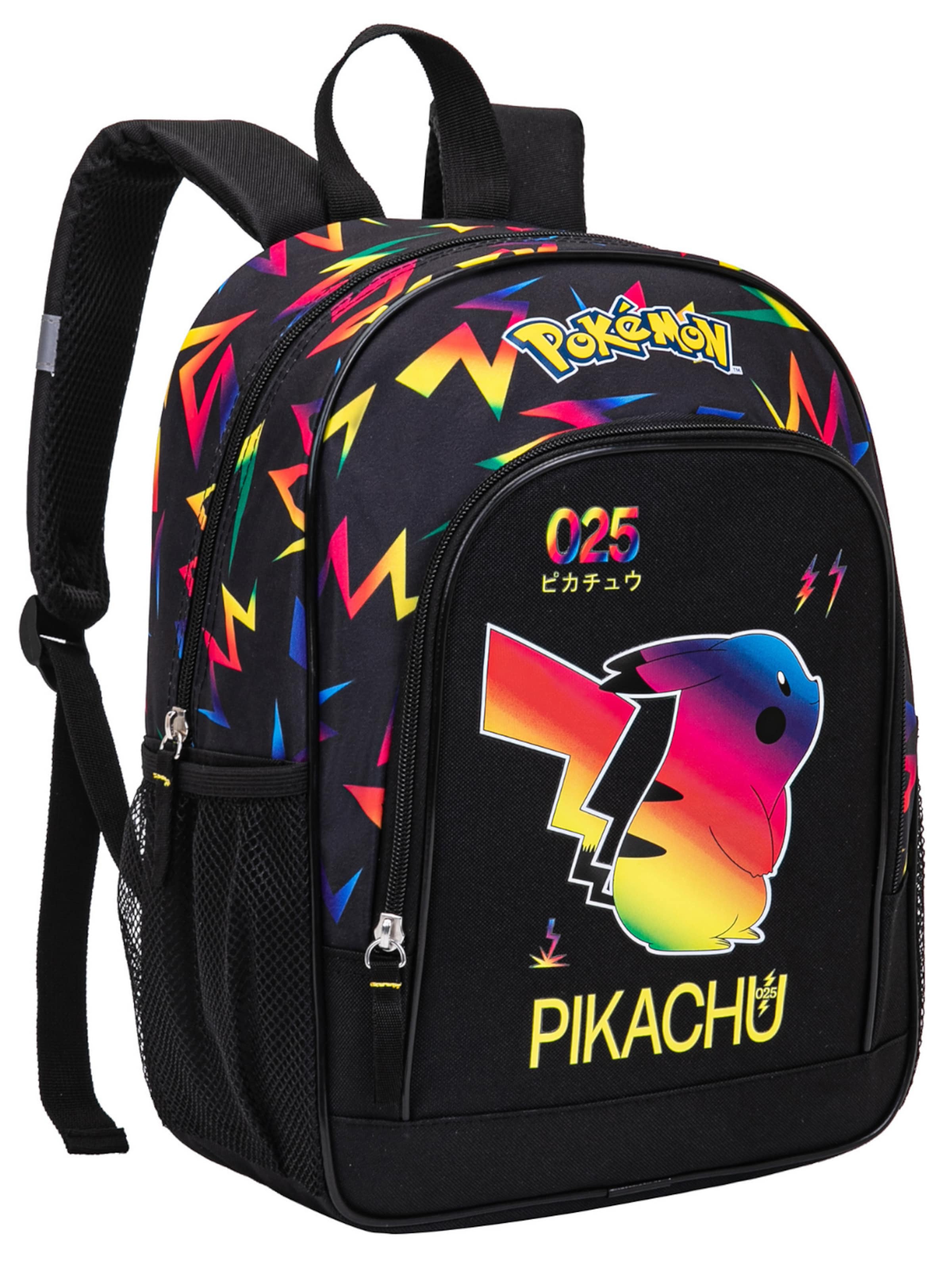 Sac à dos 'Pokémon Backpack Kids Black – Boys Girls School Bag with Pikachu Design and Front Pocket' DISNEY en noir : devant
