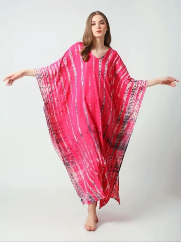 PfauGermany Strandkleid 'Kaftan Free size .Fits M to 4XL V- neck Ankle length Long Sleeve'‌ in Pink: Vorderseite