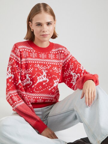 Pullover 'PCSUGAR' di PIECES in rosso: frontale