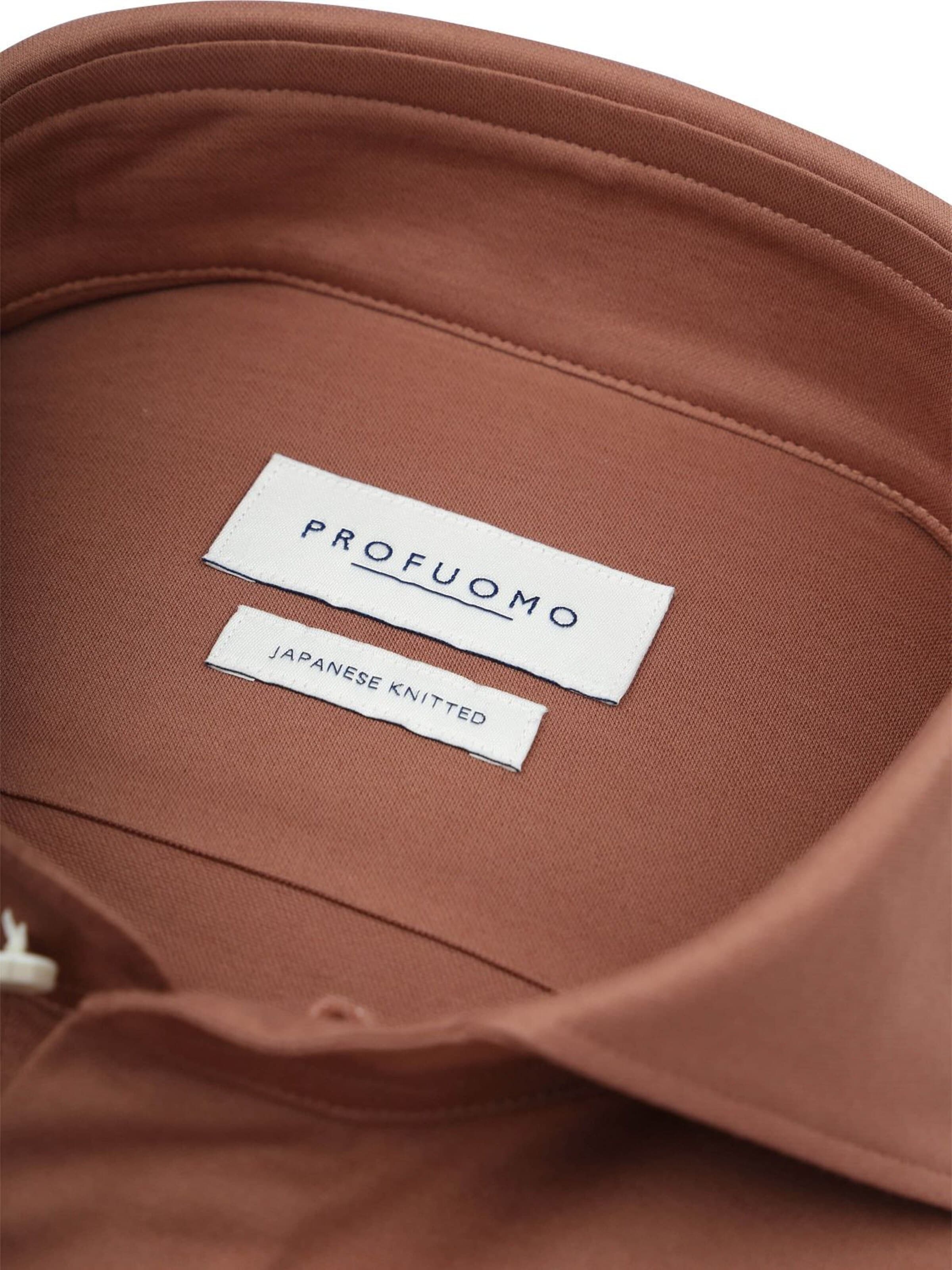 Profuomo Slim Fit Hemd 'Japanese Knitted'‌‌‌‌‌ in Rot