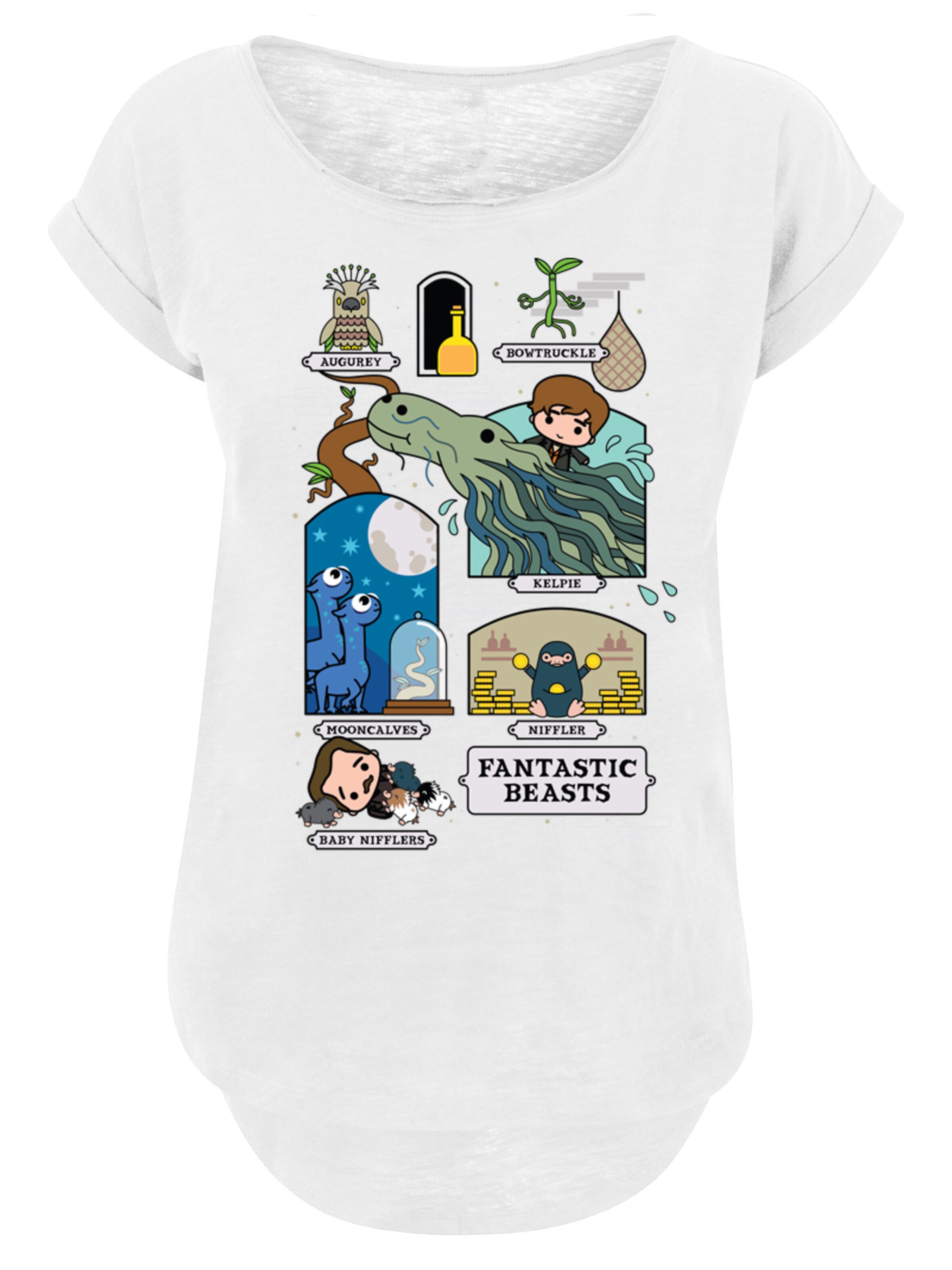 T-shirt 'Fantastic Beasts 2 Chibi Newt' F4NT4STIC en blanc : devant
