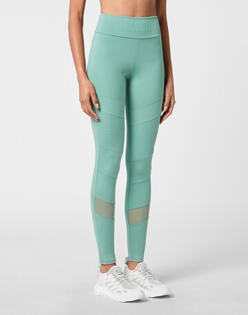 Plein Sport Skinny Leggings 'Statement' in Green: front