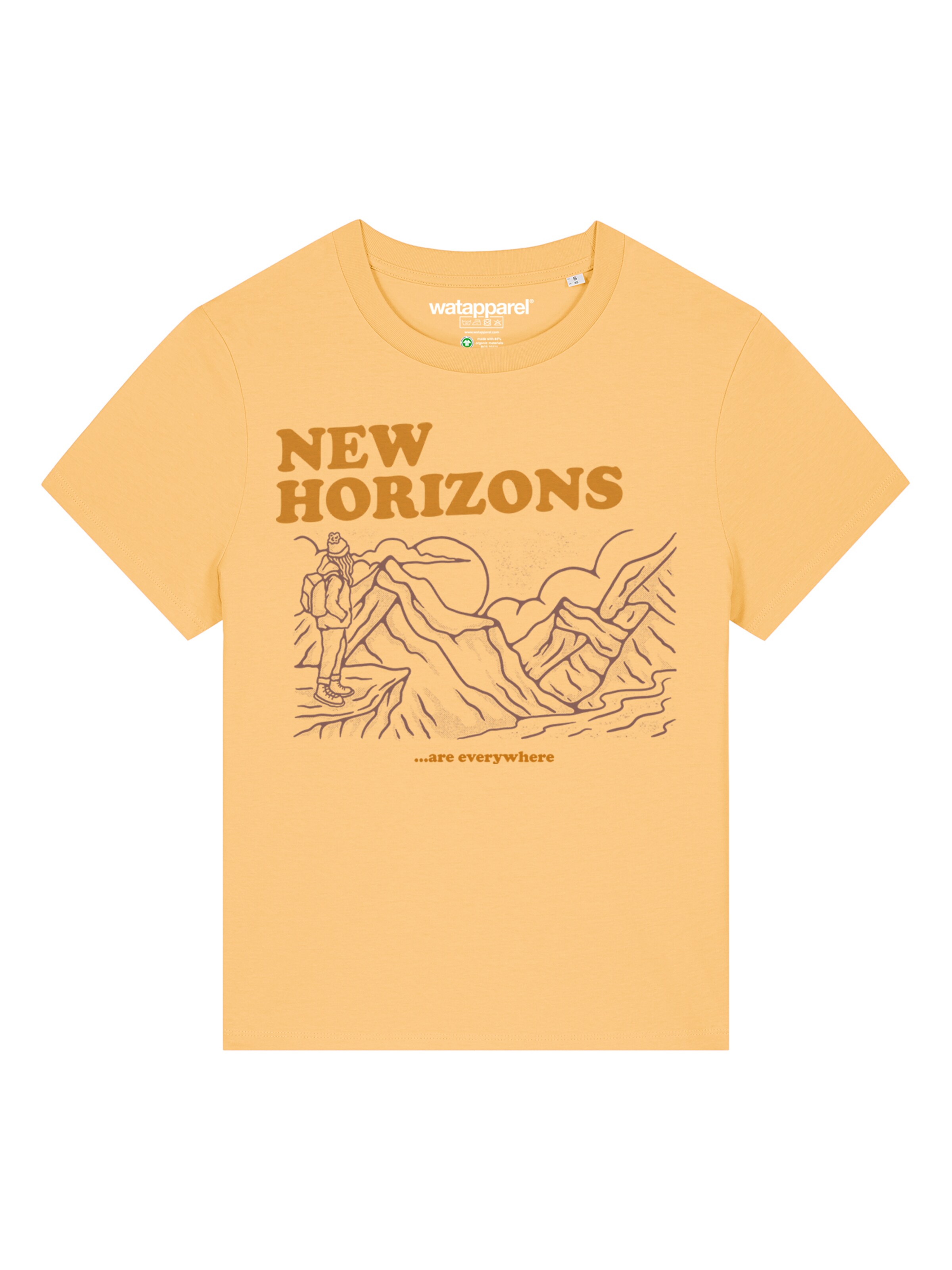 Watapparel Shirt 'New Horizons Are Everywhere' in Yellow: front