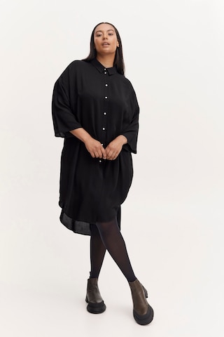 Fransa Curve Shirt Dress in Black