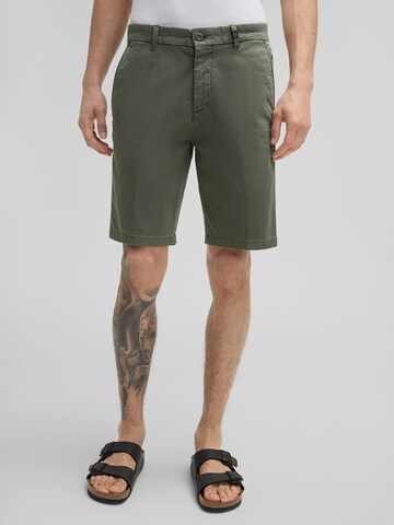 STRELLSON Slim fit Trousers with creases 'Crush' in Green: front