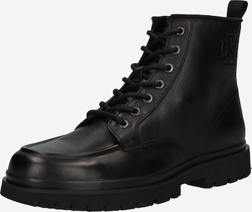 Calvin Klein Jeans Lace-Up Boots in Black: front