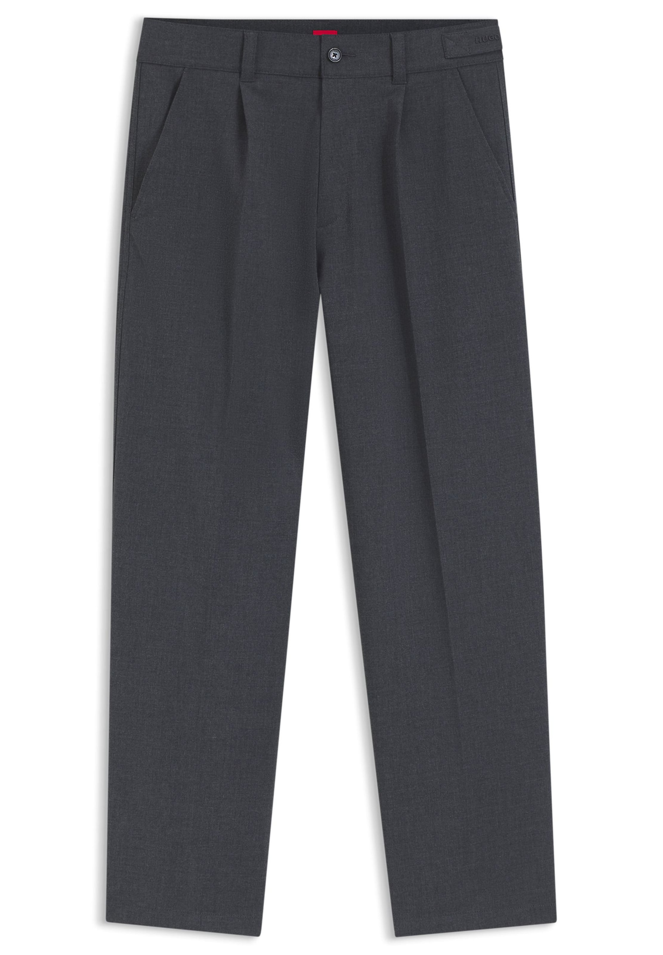 HUGO Loosefit Chinohose in Grau: Vorderseite