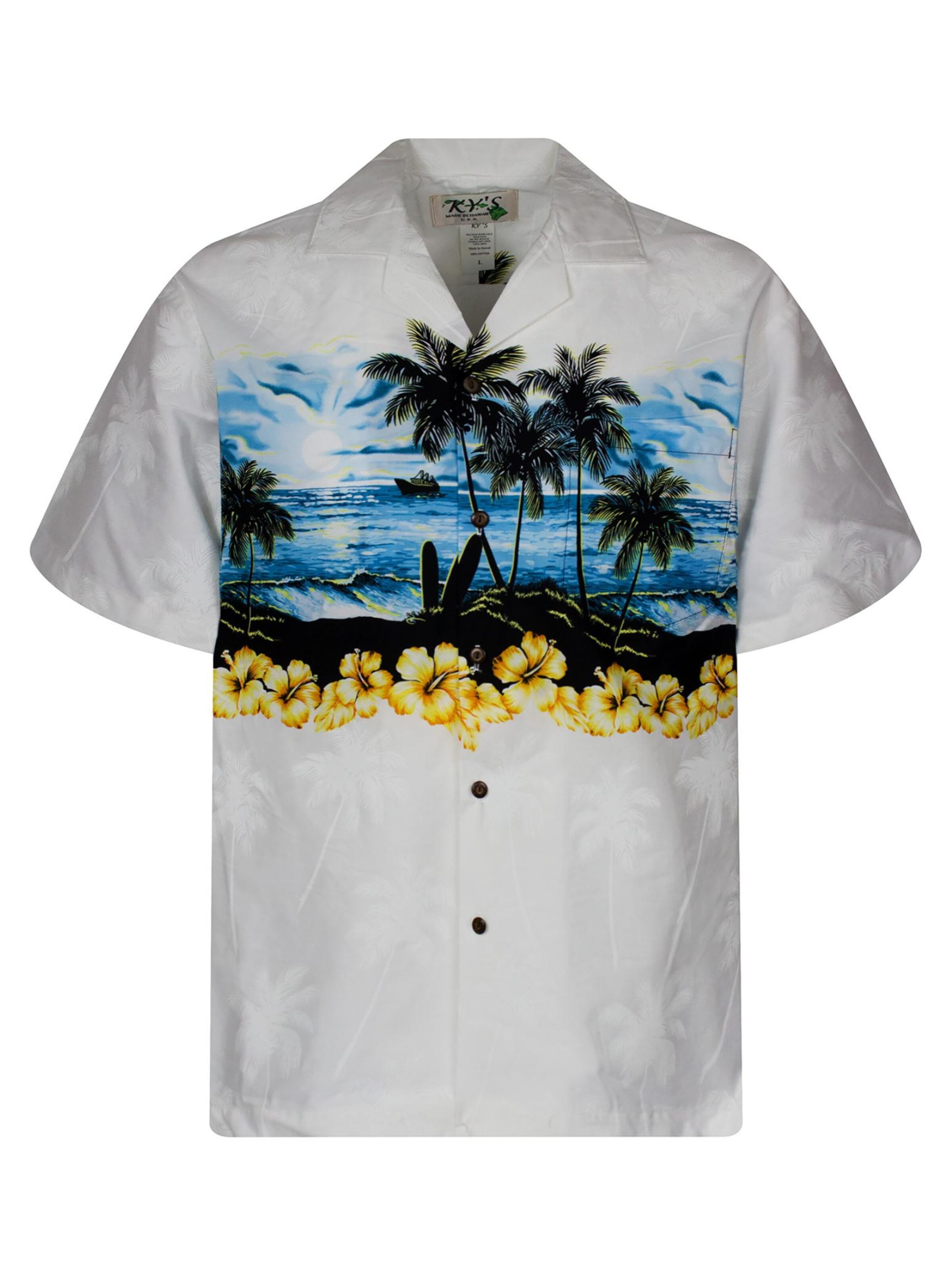 KY's Regular fit Button Up Shirt 'Blauer Strand' in White: front