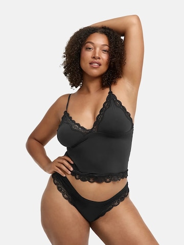 Haut 'Deep Neck Lace Top' cfab (formerly creamy fabrics) en noir : devant