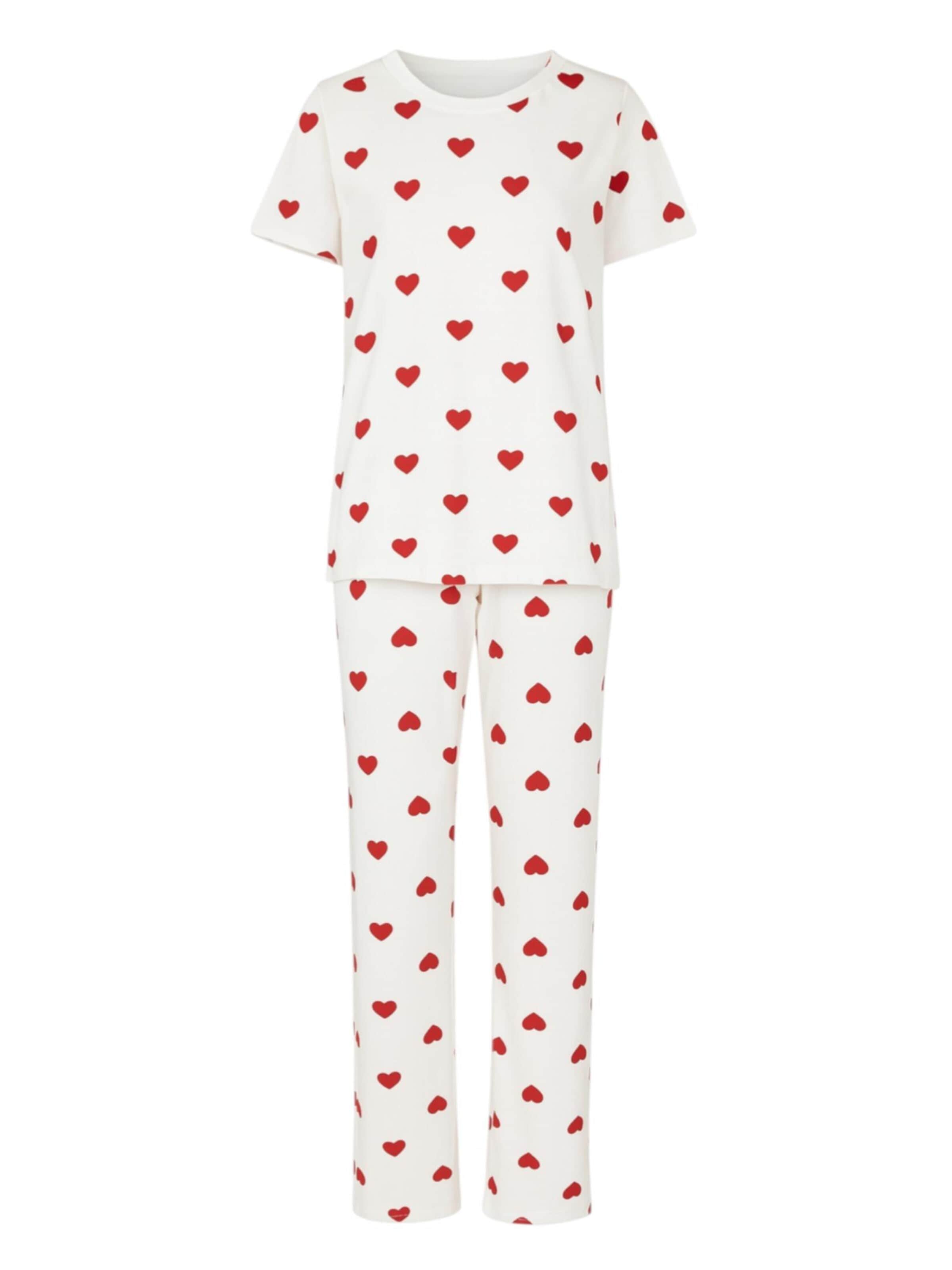 fashionshowcase Pyjama 'HEARTSTRIPE'‌‌‌‌‌‌‌‌‌‌ in Weiß: Vorderseite