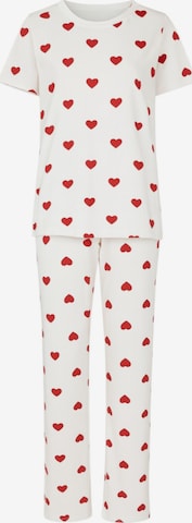 fashionshowcase Pyjama 'HEARTSTRIPE' in Weiß: Vorderseite