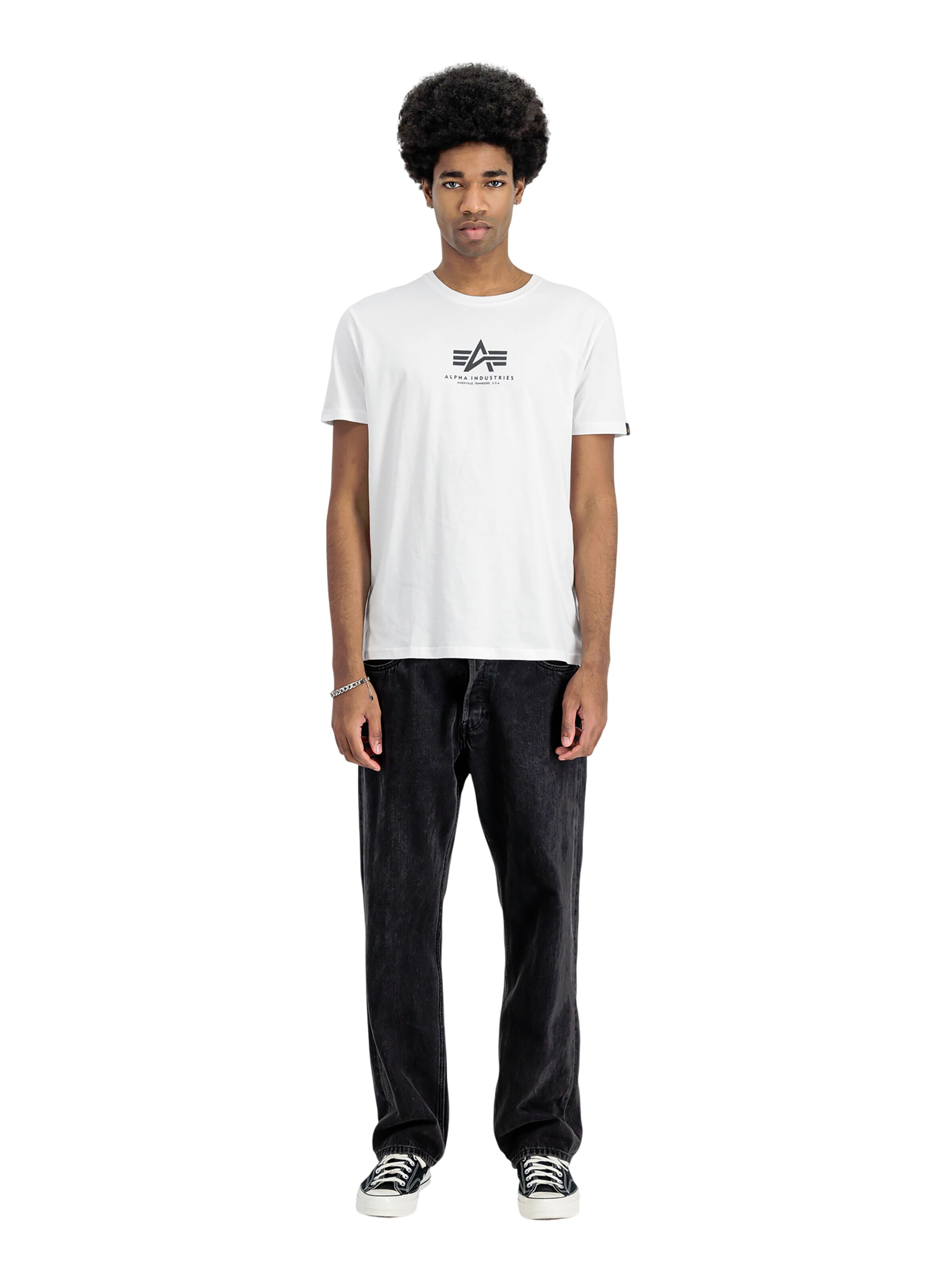 ALPHA INDUSTRIES Shirt 'Basic Mid Logo'‌‌ in Weiß: Vorderseite