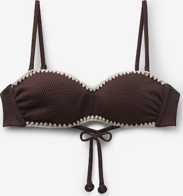 CALZEDONIA Bandeau Bikinitop 'Bicolor Embroidery' in Braun: Vorderseite