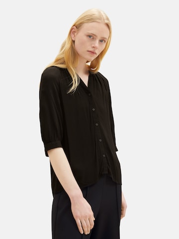 TOM TAILOR DENIM Bluse in Schwarz: predná strana