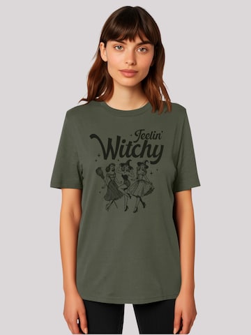 T-shirt 'Halloween Witch feelin witchy' F4NT4STIC en vert : devant