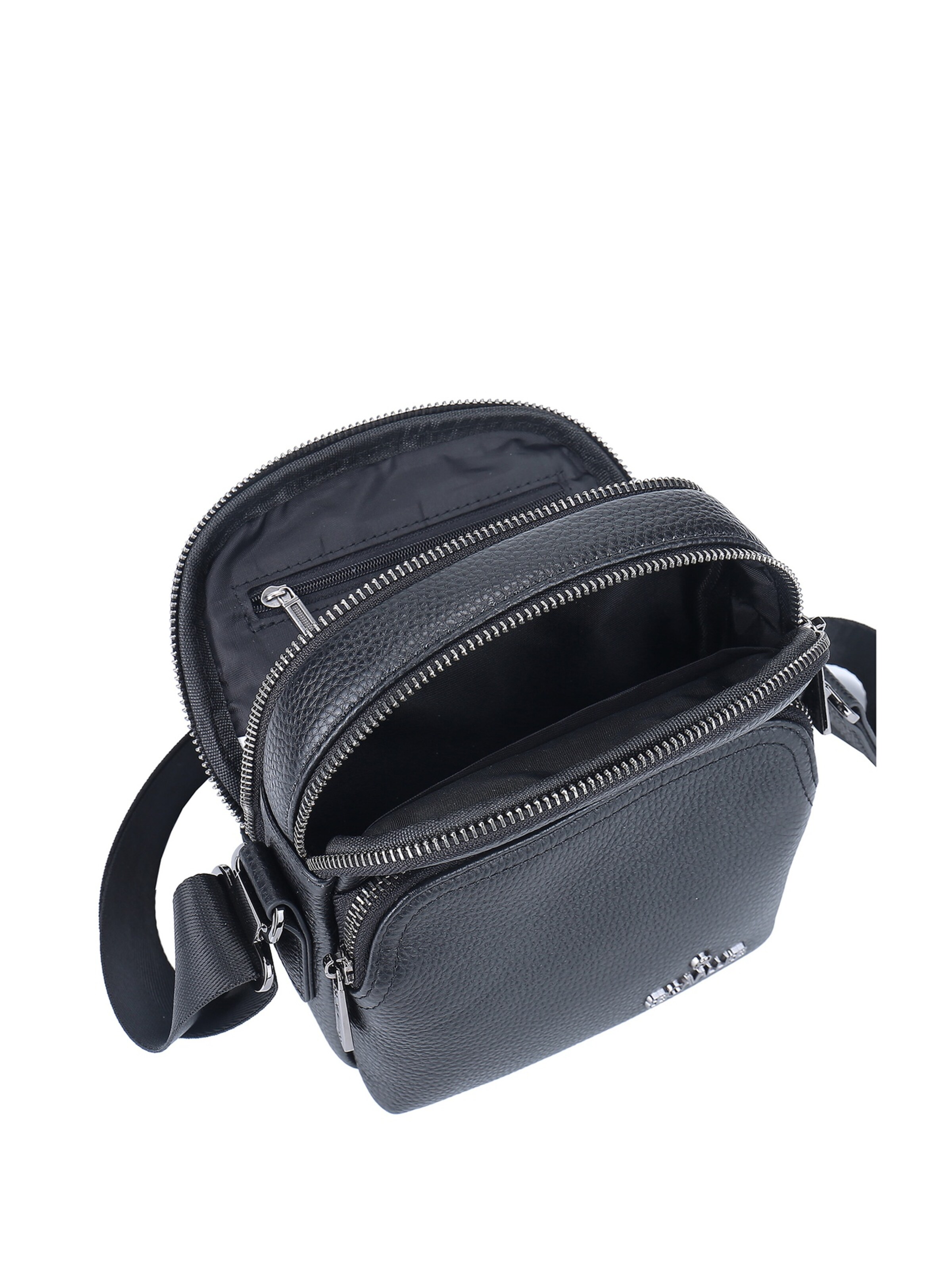 Borsa a tracolla 'Borsa a Tracolla Uomo Vera Pelle con Zip - B Cavalli' di B. Cavalli in nero