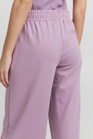 ICHI Wide leg Pleat-Front Pants 'Kate' in Purple