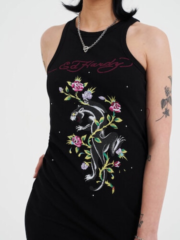 Robe 'Panther und Blumen' Ed Hardy en noir