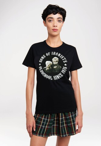 LOGOSHIRT Shirt 'Muppets - Waldorf & Statler - Sons Of Ironists' in Black: front