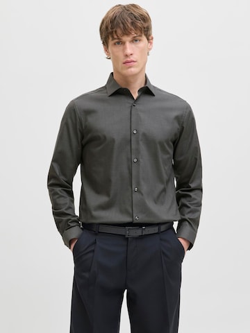 JACK & JONES Slim fit Button Up Shirt 'JPRBLAParker' in Grey: front