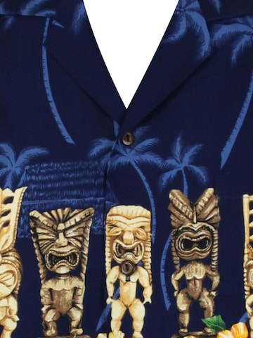 KY's Regular fit Button Up Shirt 'Totem Brustdruck' in Blue