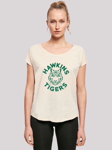 F4NT4STIC Shirt 'Stranger Things Hawkins Tigers Netflix TV Series' in Beige: front