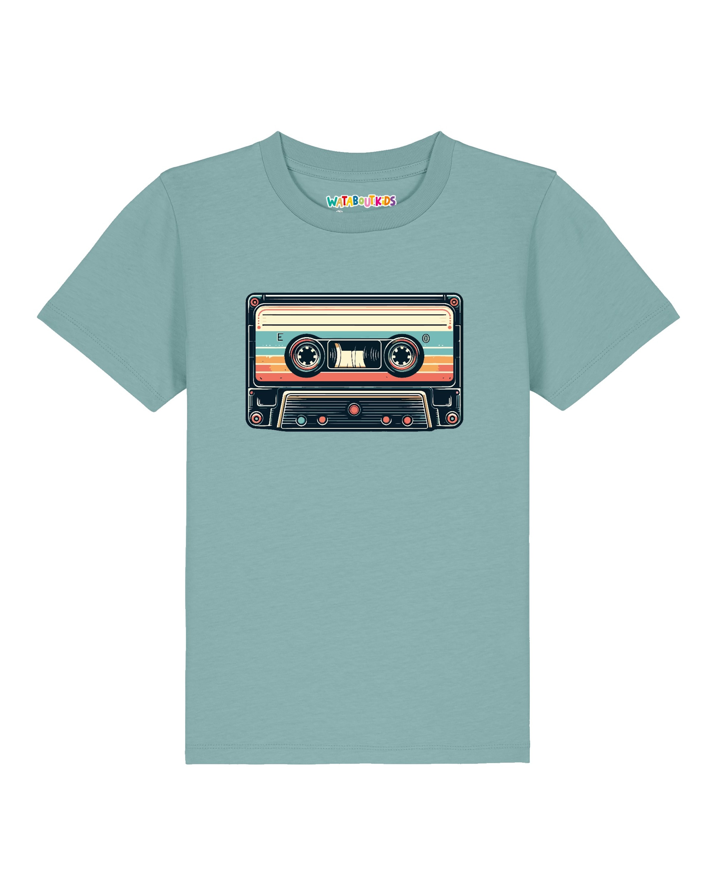 T-Shirt 'Retro Kassette' watabout.kids en vert : devant