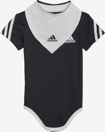 ADIDAS SPORTSWEAR Set '3-Stripes Onesie With Bib' in Zwart: voorkant