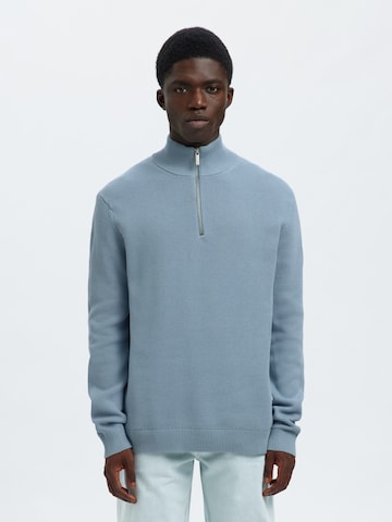 Pull-over 'SLHDANE' SELECTED en bleu : devant