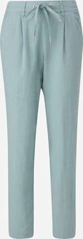 QS Regular Pleat-Front Pants in Green: front