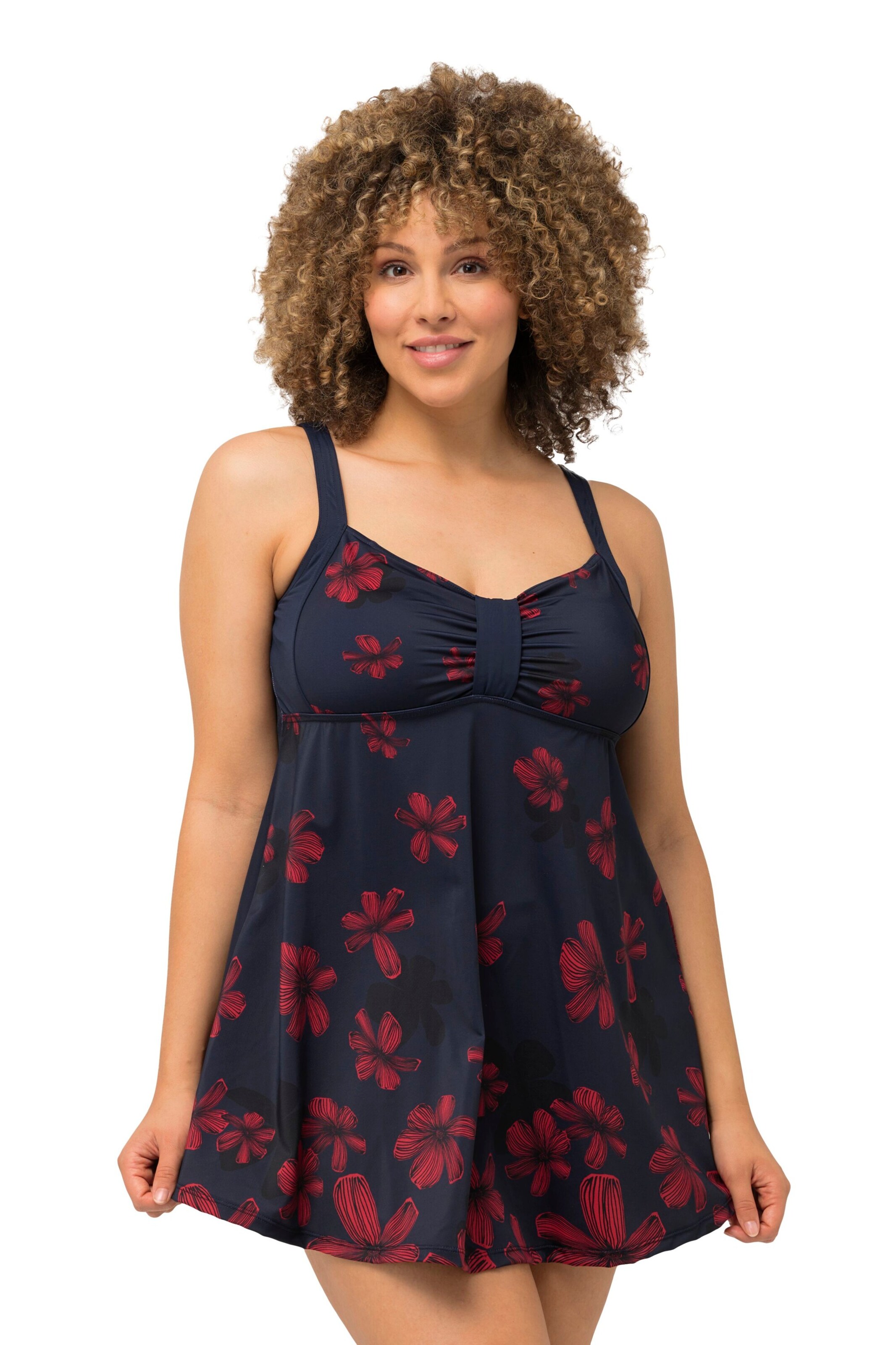 Ulla Popken T-Shirt Badeanzug in Blau: Vorderseite