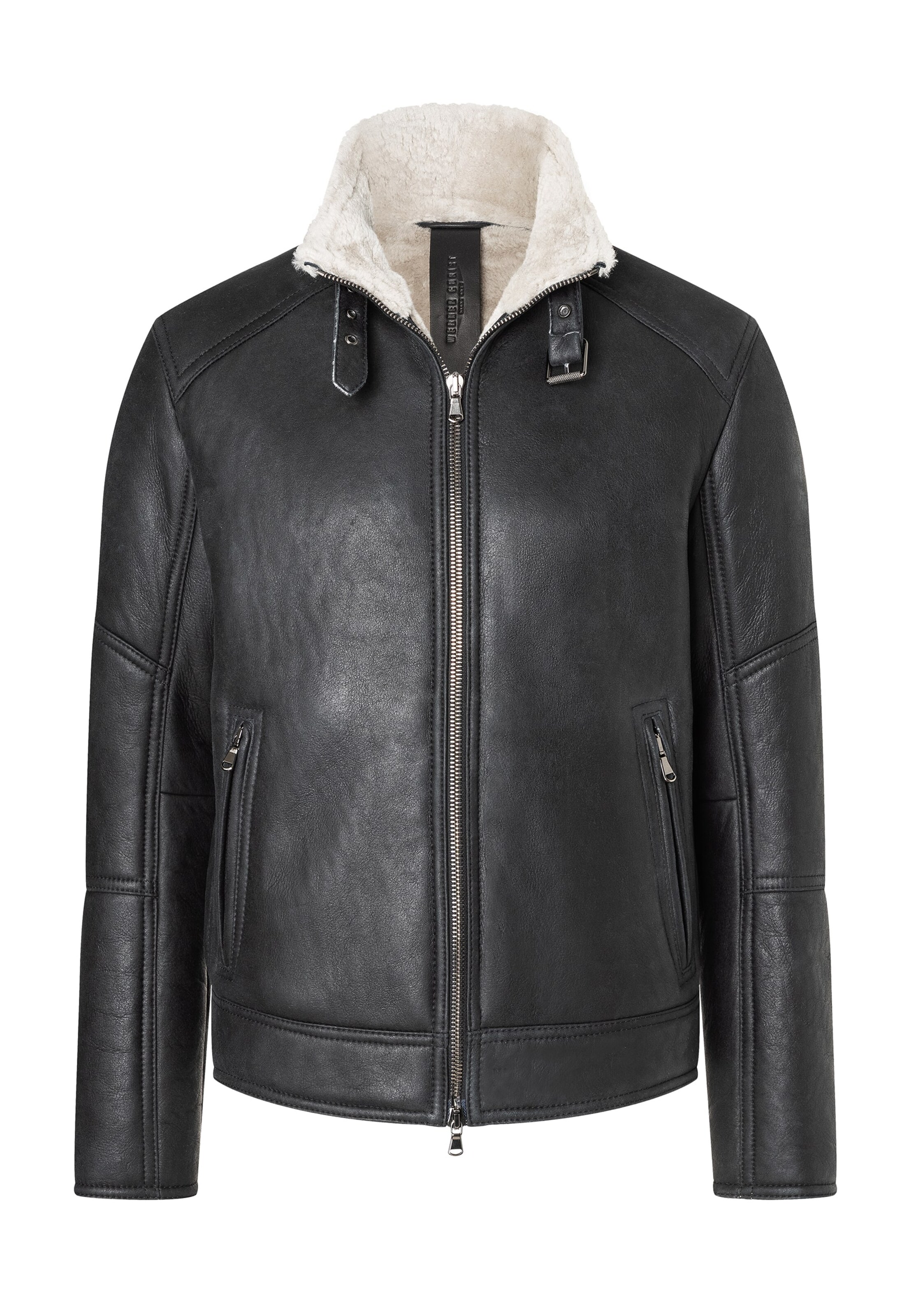 Werner Christ Lammfelljacke 'Basti' in Schwarz: Vorderseite