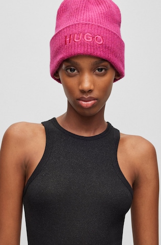 rožinė HUGO Megzta kepurė 'Social': priekis