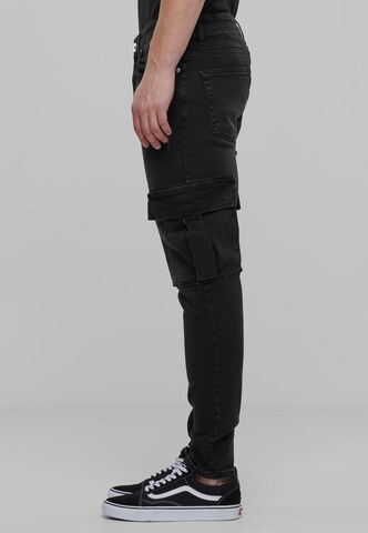 2Y Premium Slim fit Cargo Jeans in Black
