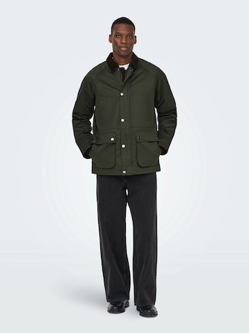 Only & Sons Átmeneti dzseki 'ONSBOB' - zöld