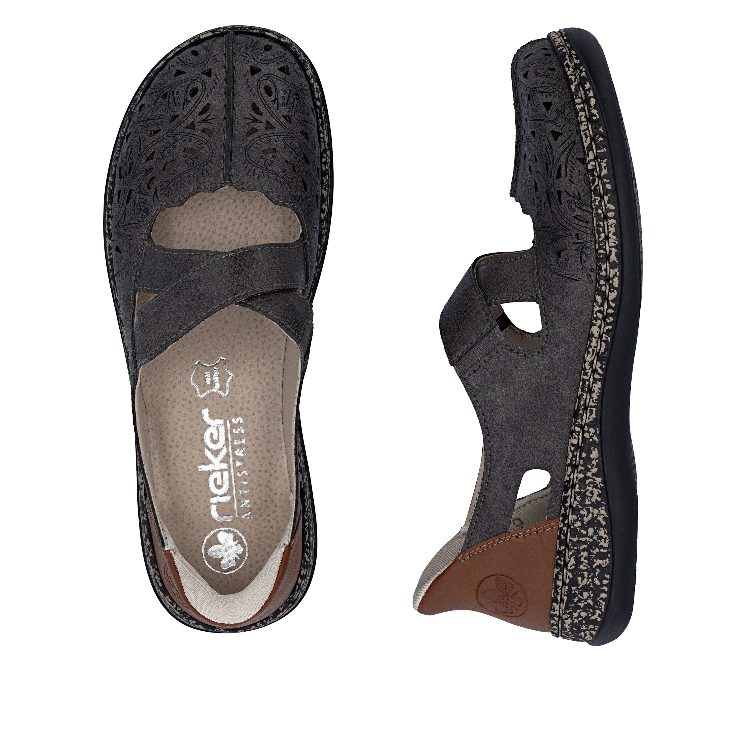 Ballerines à lanières Rieker en gris