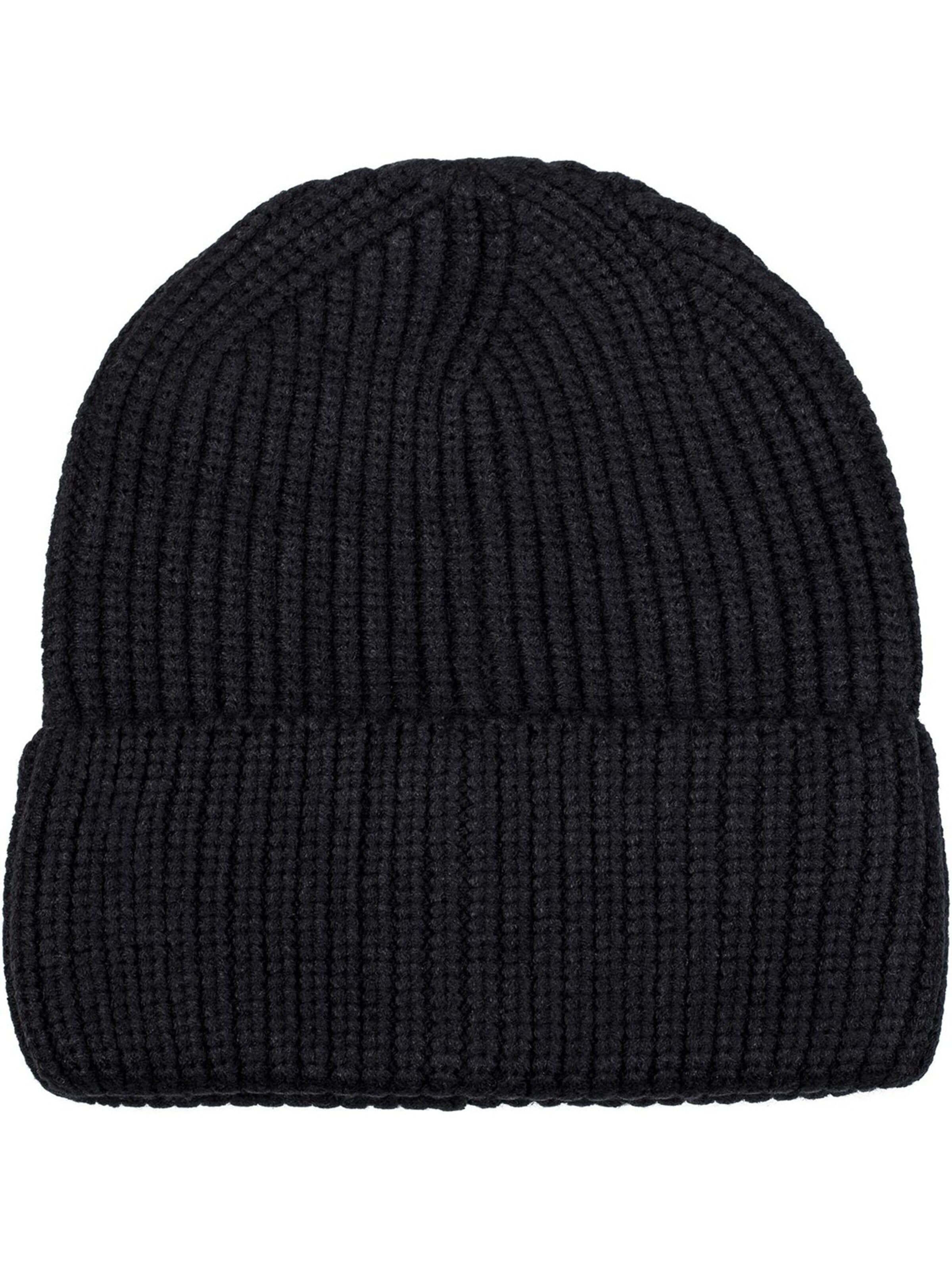 styleBREAKER Mütze 'Feinstrick Beanie Mütze mit Krempe'‌ in 54-64 in schwarz, Produktansicht
